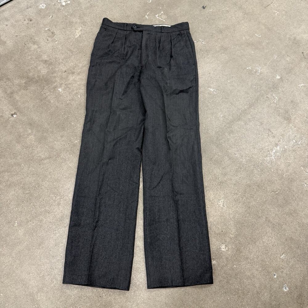 Vintage Yves Saint Laurent Dress Wool Pants Gray Pleated Suit Slacks Trousers 31 - Picture 1 of 10